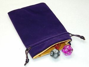 Dice Bag Purple Velvet w/gold satin lining